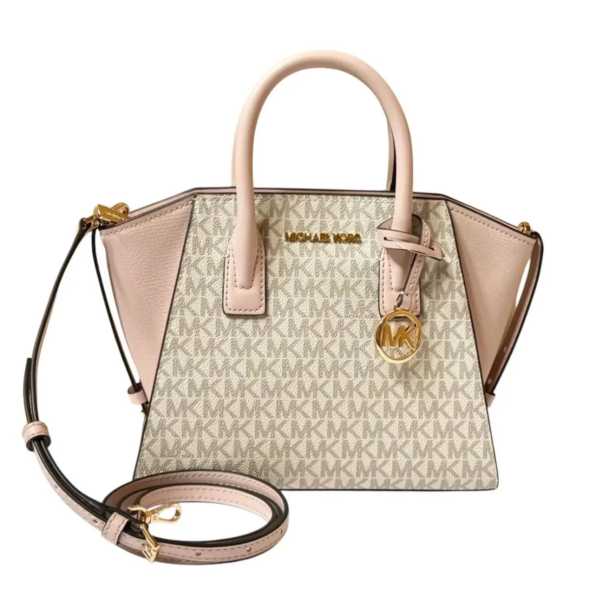 Avril Small Top Zip Satchel Shoulder Crossbody Bag MK VANILLA PINK by Michael Kors
