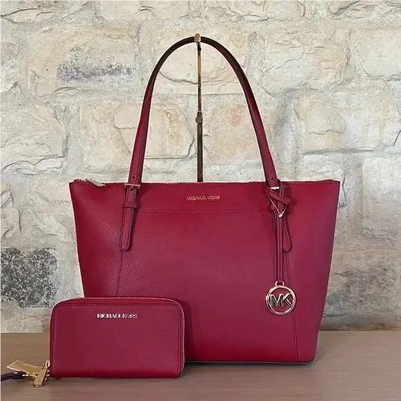 Ciara Large Shoulder Tote Handbag Leather Scarlet Wallet Option Handbag+wallet 1 by Michael Kors