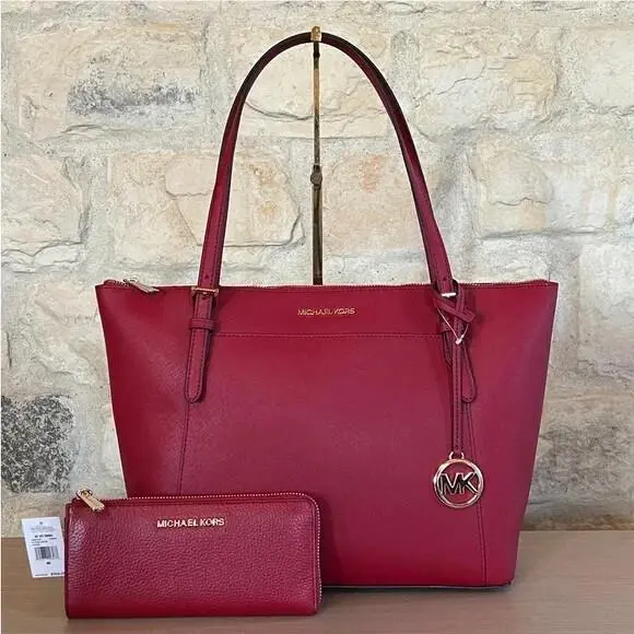 Ciara Large Shoulder Tote Handbag Leather Scarlet Wallet Option Handbag+wallet 2 by Michael Kors