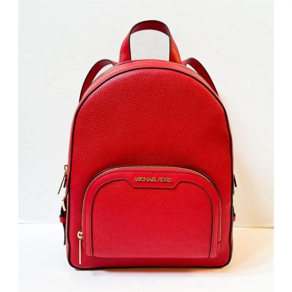 Jaycee Medium Zip Pocket Backpack BRIGHT RED by Michael Kors