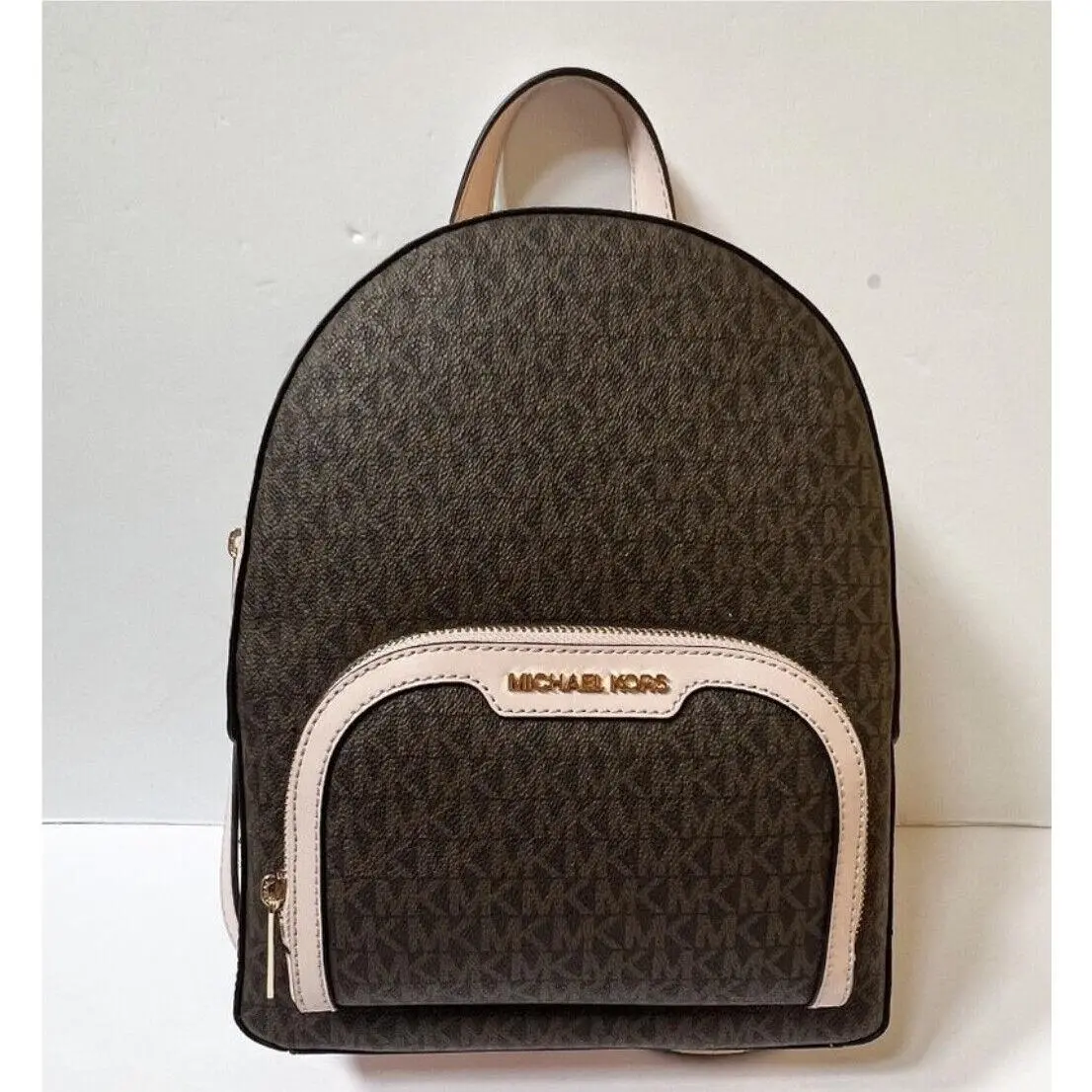 Jaycee Medium Zip Pocket Backpack MK BROWN POWDER BLUSH by Michael Kors