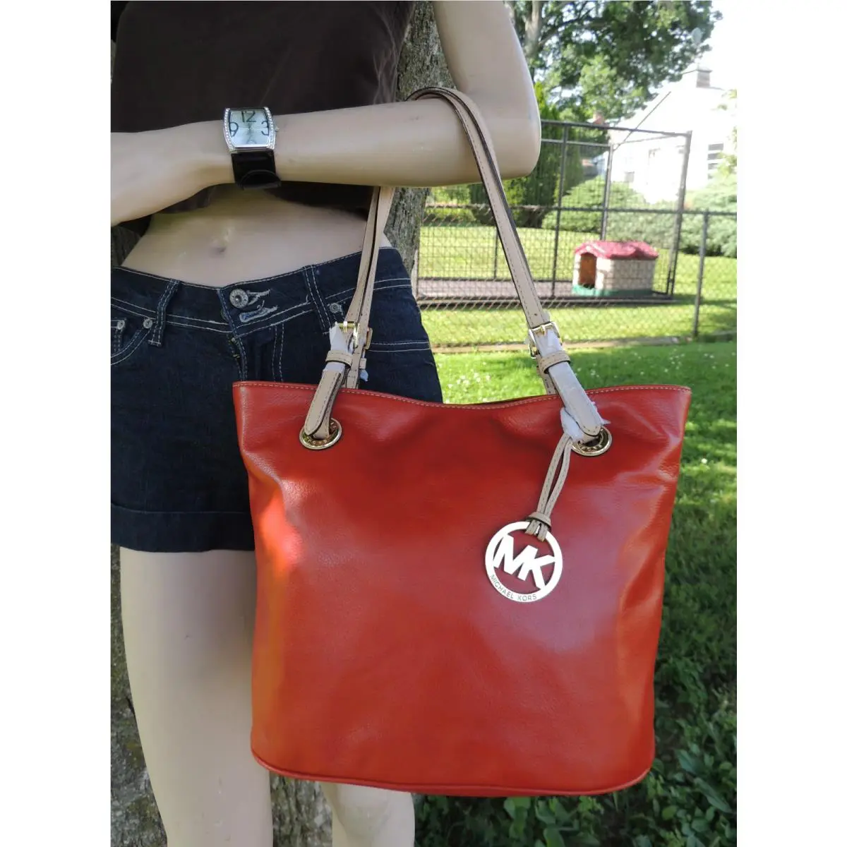 Jet Set Item Assorted Orange Item MD Tote Leather by Michael Kors