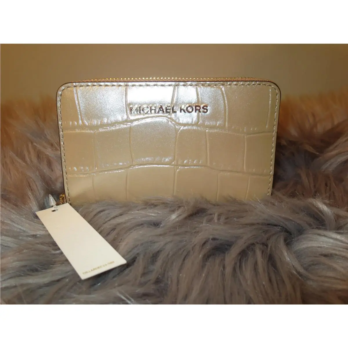 Jet Set Metallic Navy or Camel Croc ZA Card Case Zip WALLET-$98+ Camel by Michael Kors