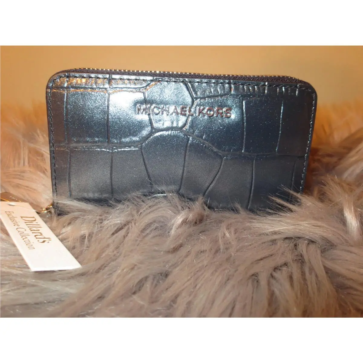Jet Set Metallic Navy or Camel Croc ZA Card Case Zip WALLET-$98+ Navy by Michael Kors