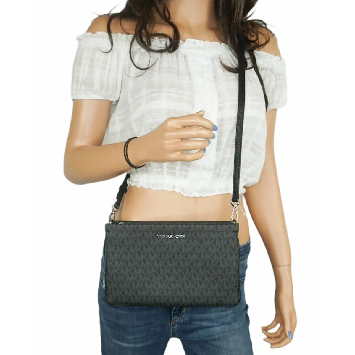 Michael Kors Jet Set Travel LG Triple Compartment Crossbody Bag MK Signature