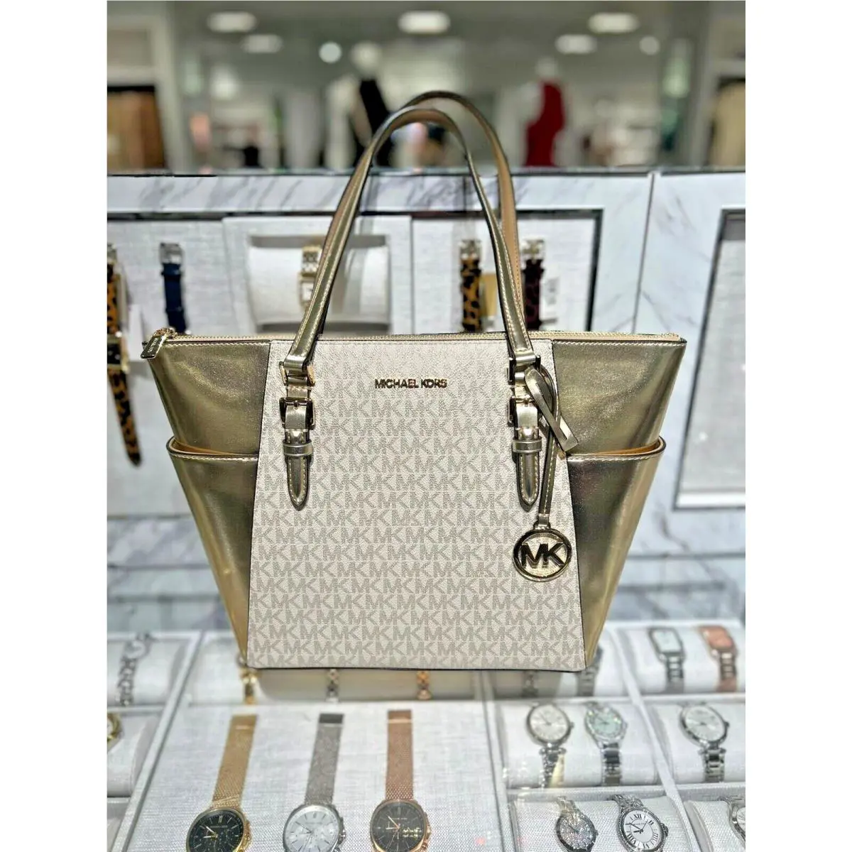 Michael Kors MK Charlotte Handbag Large Purse Women Tote Shoulder Bag Satchel