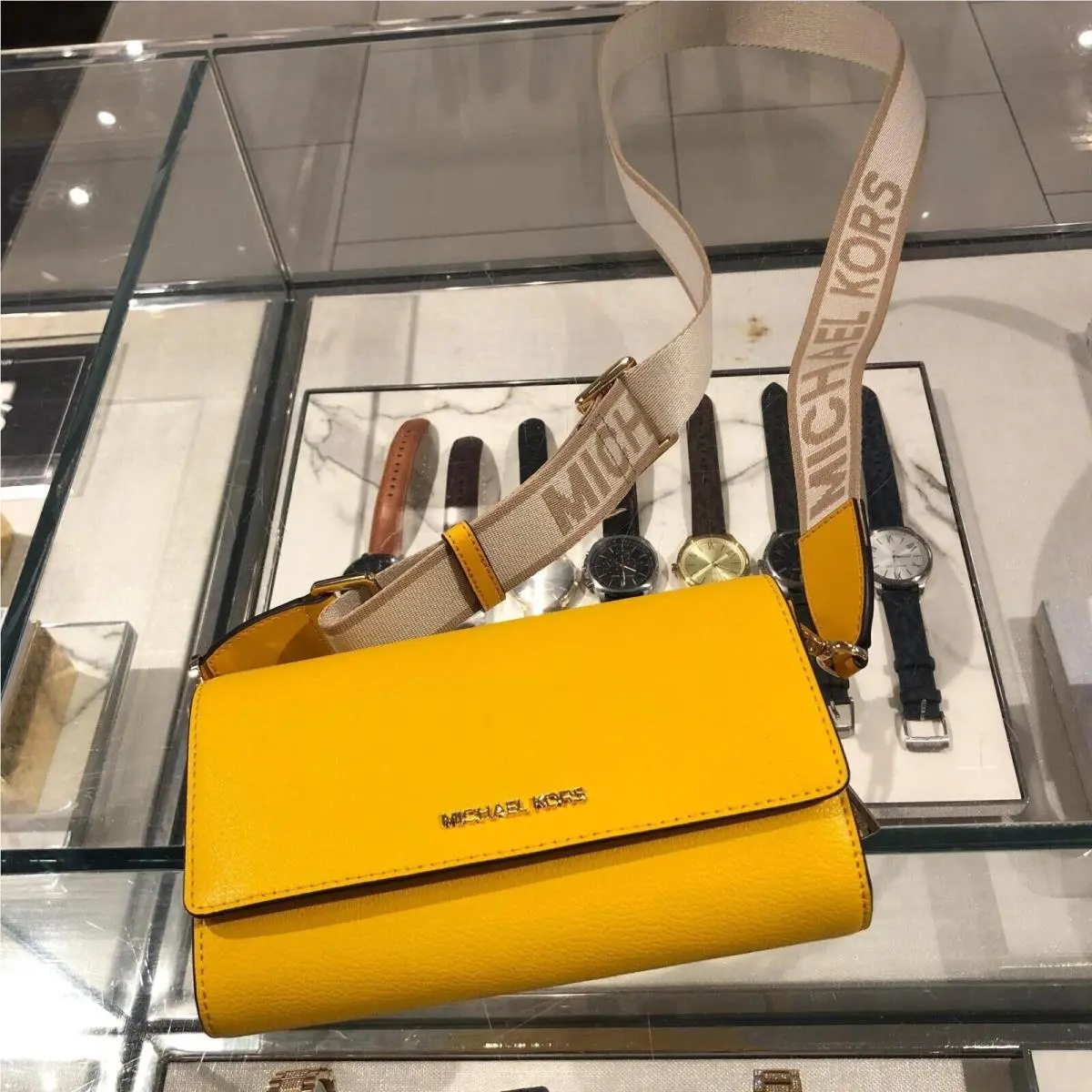 Women Lady Zip Around Wallet Crossbody Bag Handbag Messenger Purse Jasmine Yellow by Michael Kors