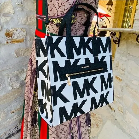 Michael Kors Kenly Large Graphic MK Signature Tote Wallet Options Gift Purse