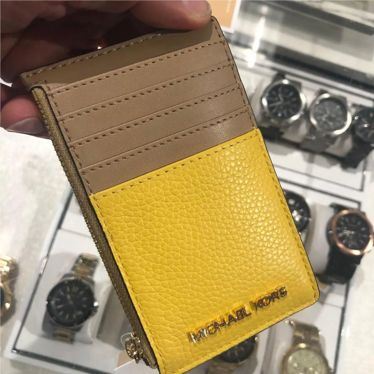 Jet Set Travel Top Zip Credit Card Case ID Holder Wallet Coin Pouch DAFFODIL MULTI by Michael Kors