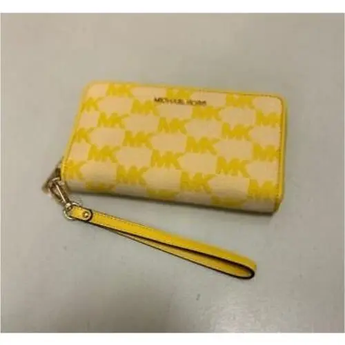 Large Flat Phone Case Zip Around Credit Card Wristlets Wallet MK GOLDEN YELLOW by Michael Kors