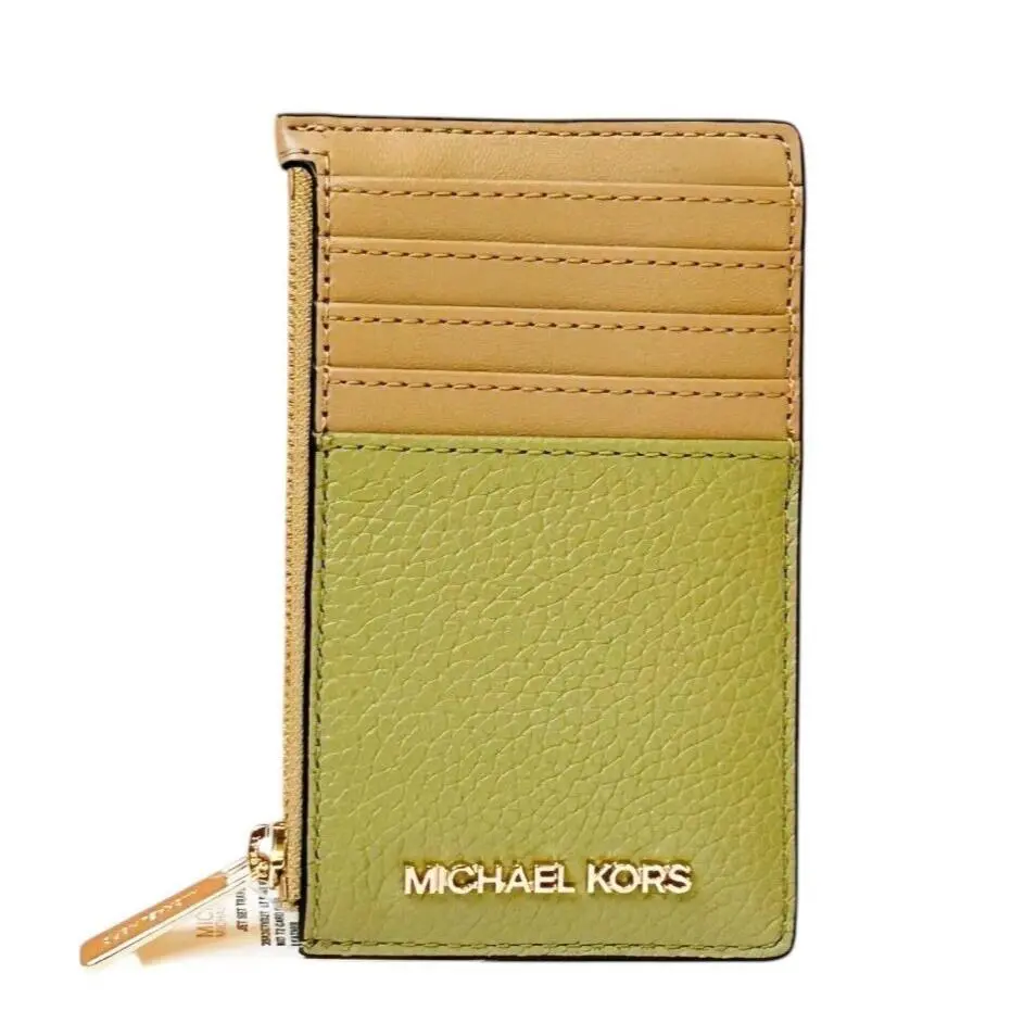 Jet Set Travel Top Zip Card Case Wallet LIGHT SAGE MULTI by Michael Kors