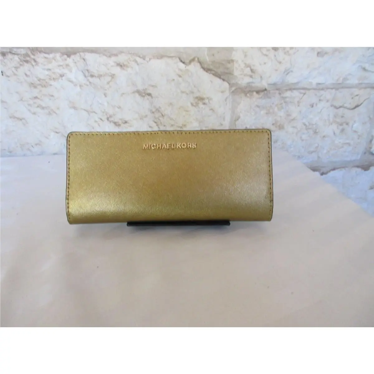 Standout Metallic Choices Gold Silver Convertible Bags Wallet Slim Metallic Wallet Information Old Gold by Michael Kors