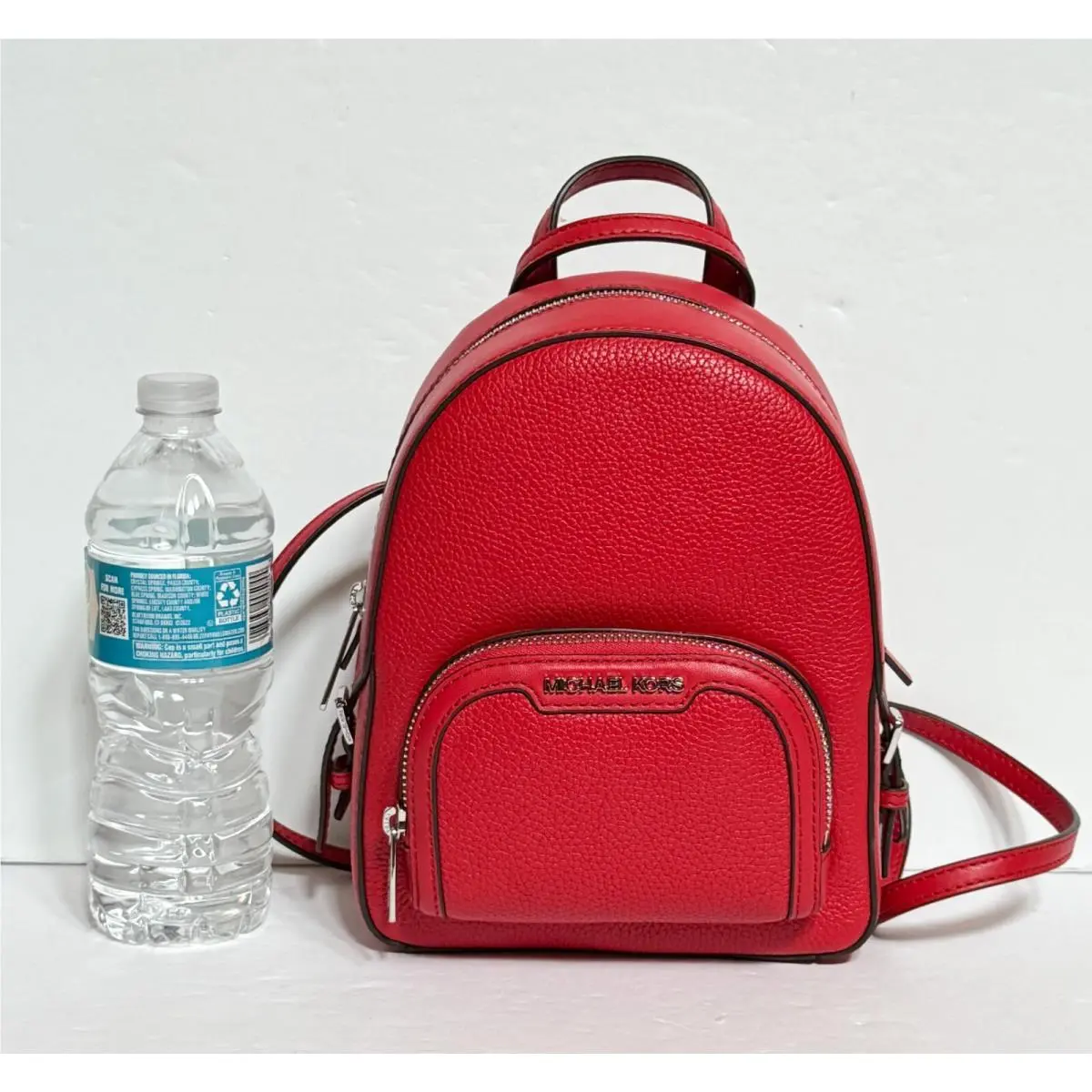 Jaycee XS Mini Convertible Zip Pocket Backpack BRIGHT RED/SILVER by Michael Kors