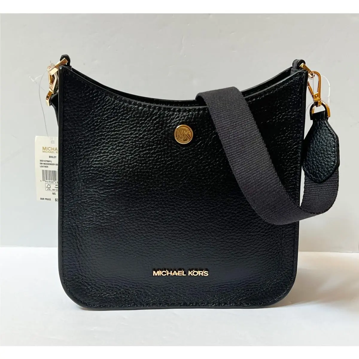 Briley Small Messenger Crossbody Bag Handbag Black/Gold by Michael Kors