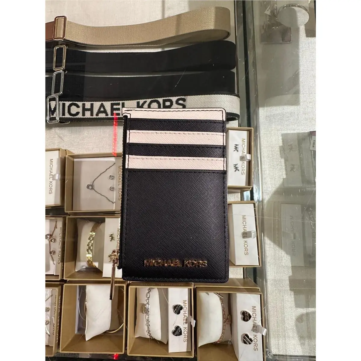 Jet Set Travel Top Zip Credit Card Case ID Holder Wallet Coin Pouch BLACK MULTI by Michael Kors