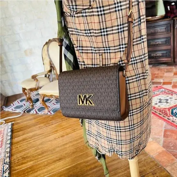Mimi Medium Flap Pvc Leather Shoulder Handbag/wallet Option Brown Handbag by Michael Kors