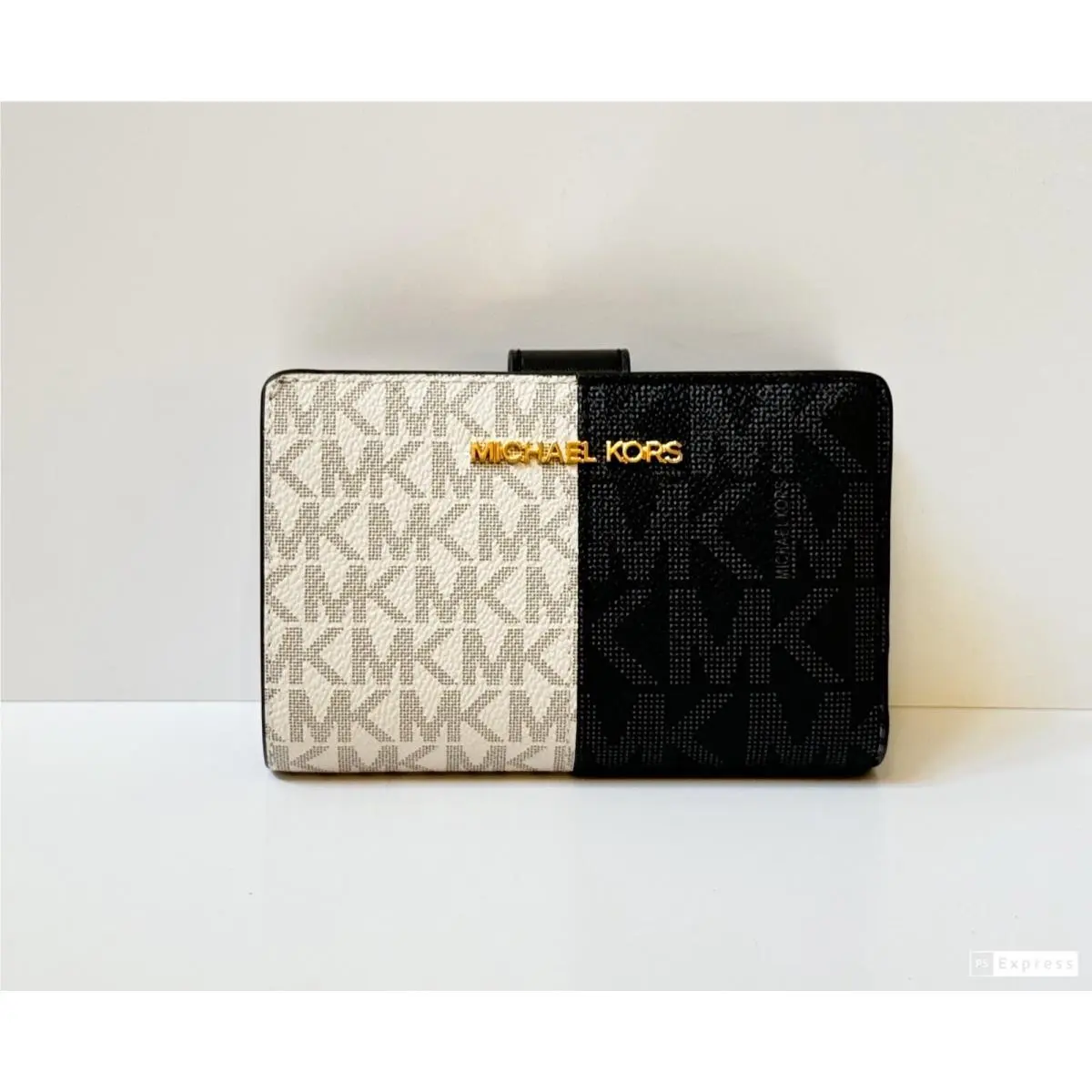 Jet Set Travel Medium Bifold Zipper Coin Wallet MK Colorblock Black Multi by Michael Kors