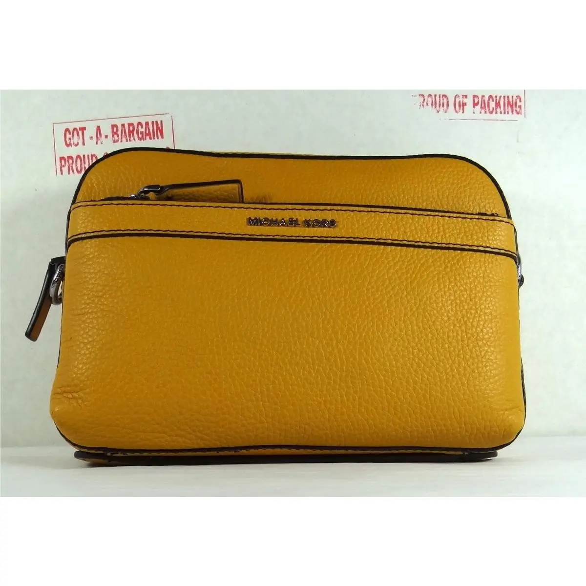 Cooper Pebbled Leather Utility Crossbody Messenger Bag Marigold/sv by Michael Kors