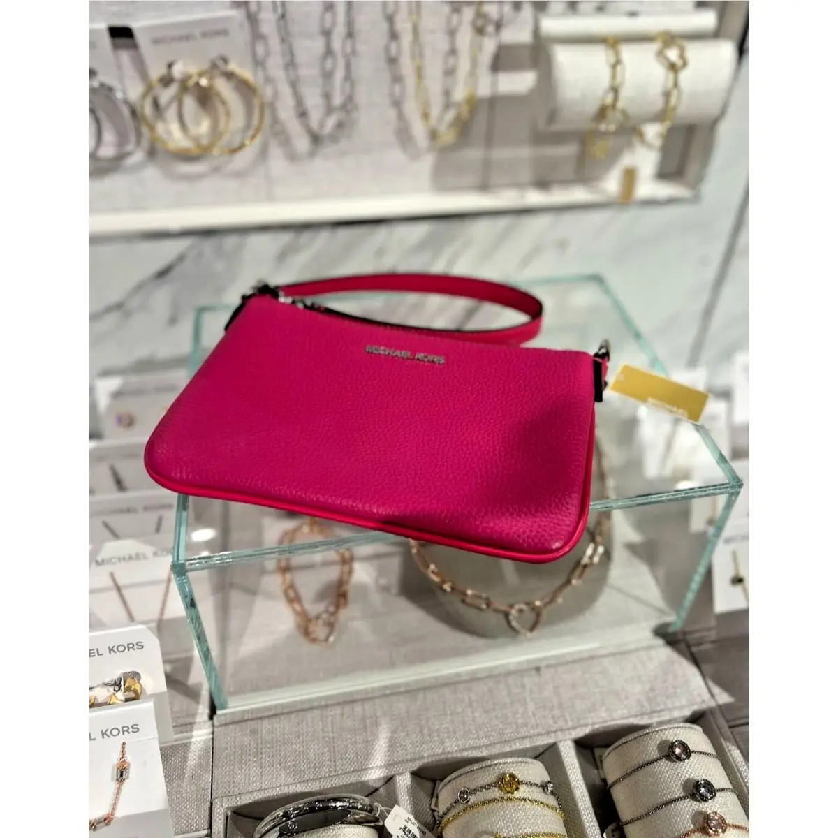Jet Set Women SM Leather Convertible Pouch Wristlet Purse Variation DRAGONFRUIT by Michael Kors