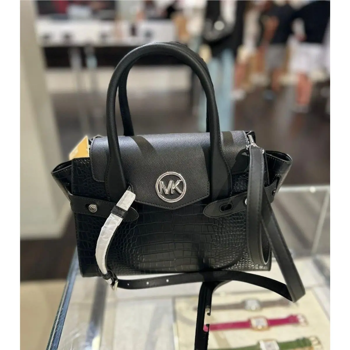 Carmen Medium Flap Satchel Shoulder Handbag Crossbody Messenger Var BLACK by Michael Kors