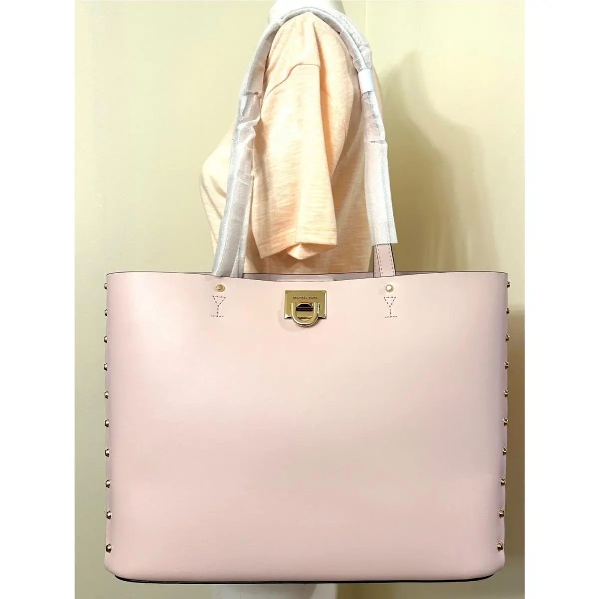 Michael Kors Manhattan Smooth Studded Leather Large Tote Shoulder Bag
