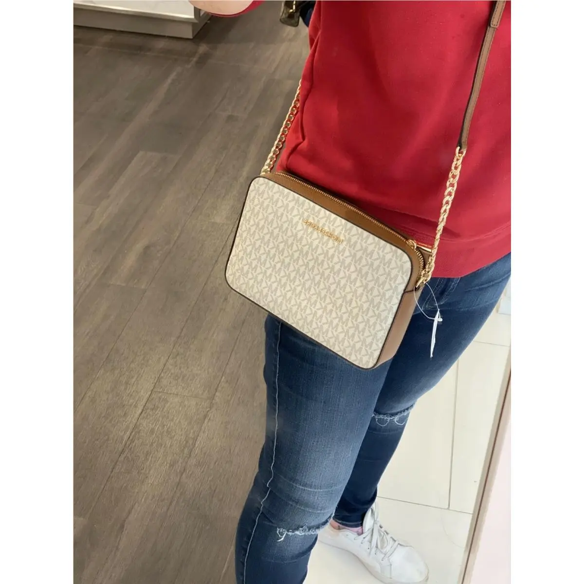 MK Jet Set Large EW Saffiano Crossbody Bag Multi Colors VANILLA ACORN by Michael Kors