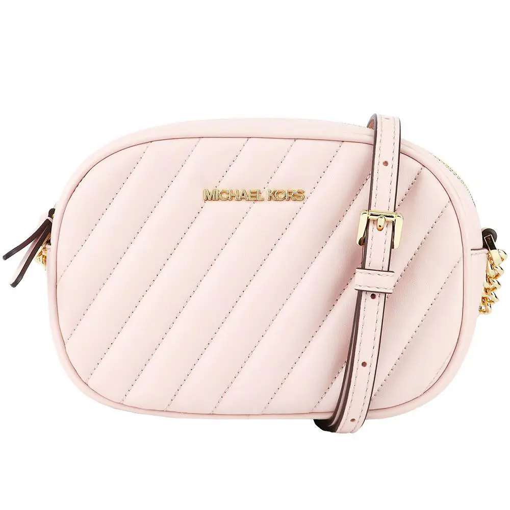 Michael Kors Rose Vegan Leather Oval Camera Crossbody Bag Purse Black Blush