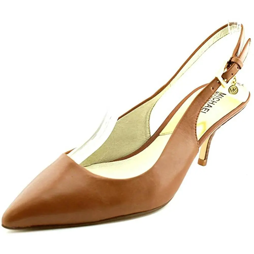 Michael Kors Women`s Kelsey Sling-back Heel Leather Sandal Luggage Size: 9.5 M