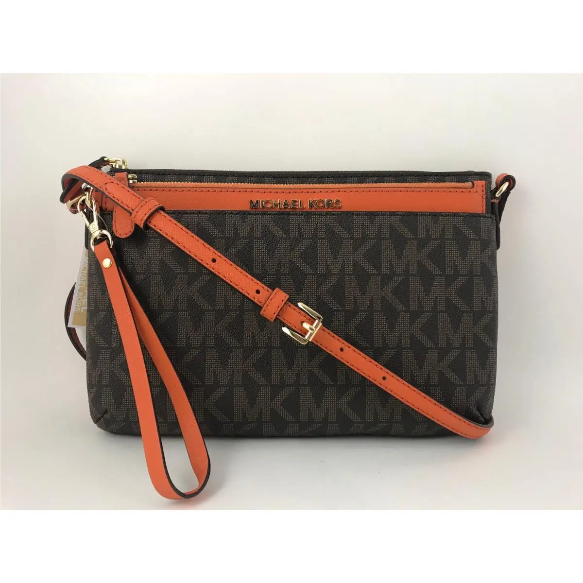 Michael Kors Jet Set Travel Signature Pvc LG Pocket Crossbody Messenger Bag