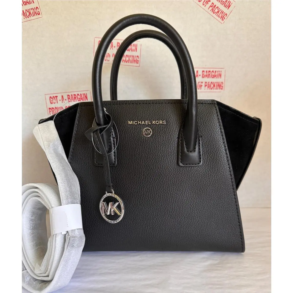 Michael Kors Avril Small Pebbled Leather Suede Satchel Crossbody Bag Dustbag