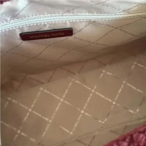 Mirella Shearling Medium East West Tote Handbag/wallet Oxblood Handbag by Michael Kors
