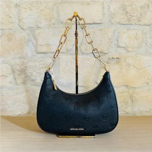 Cora Black Large Zip Pouchette Leather Shoulder Bag/wallet Option Handbag by Michael Kors