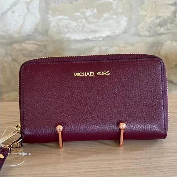 Michael Kors Rose Black Medium Chain Backpack Quilted Merlot Wallet Options