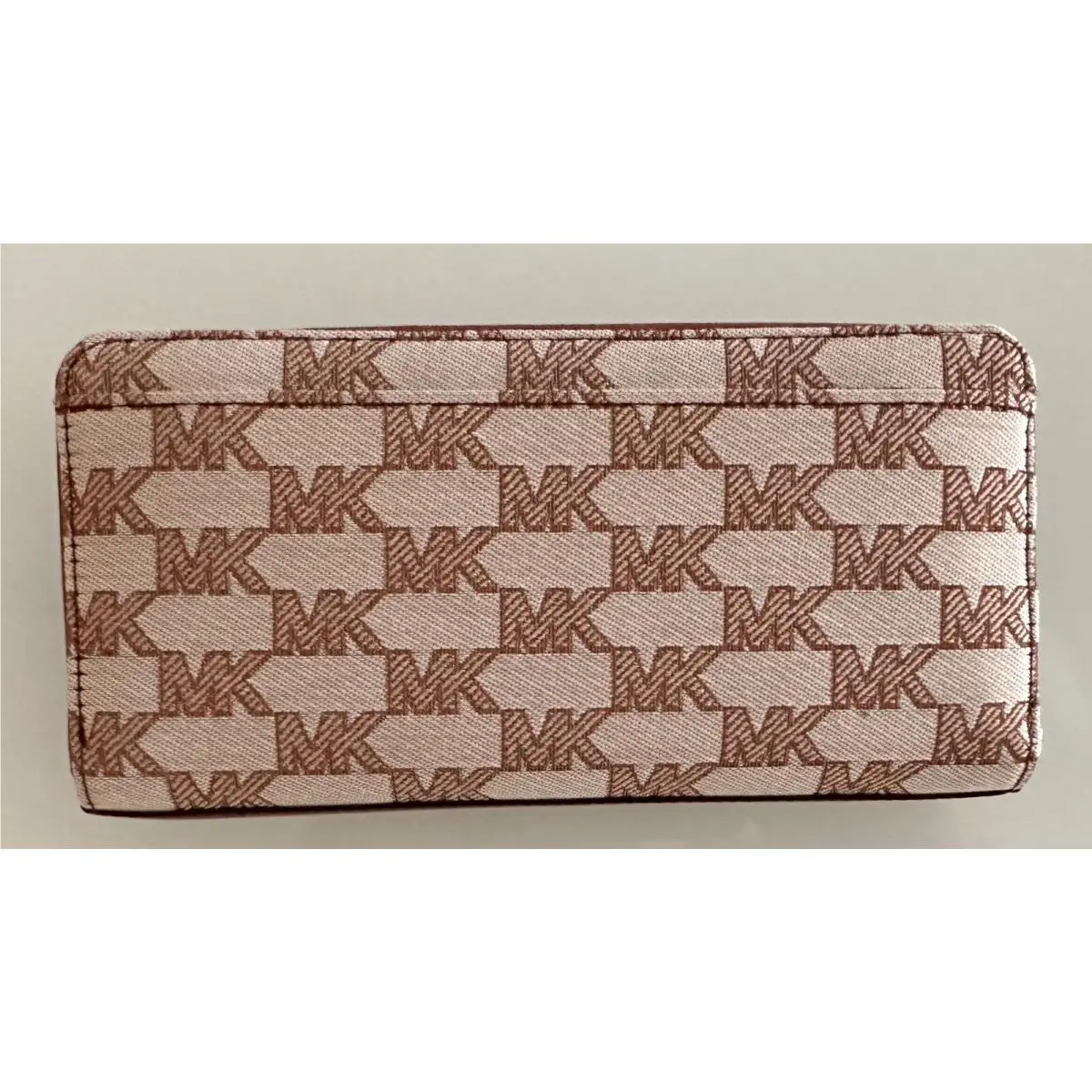 Cooper Tech Zip Around MK Signature Continental Wallet Purse Beige/multi by Michael Kors