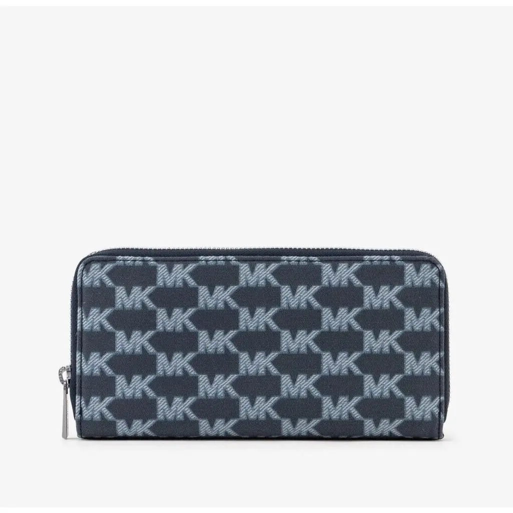 Jet Set Travel Large Continental Wallet Navy Multi (Logo Print Jacquard) by Michael Kors