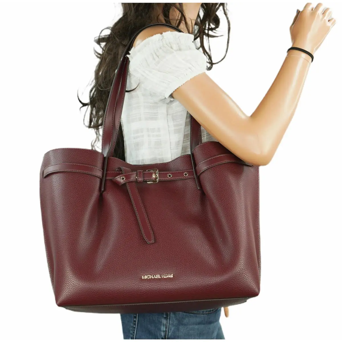 Emilia Large East West Shoulder Tote Bag MERLOT by Michael Kors