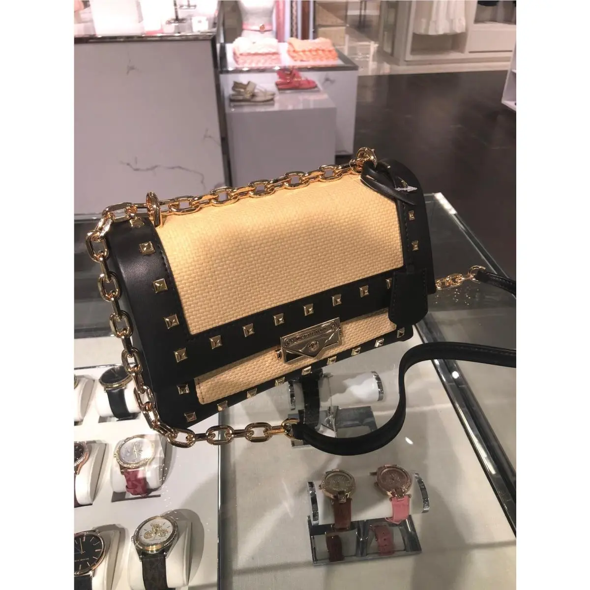 Lady Medium Shoulder Bag Crossbody Handbag Purse Messenger Satchel BLACK GOLD by Michael Kors
