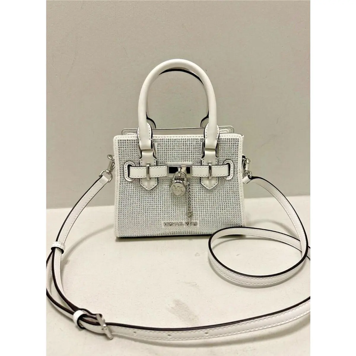 Hamilton XS Extra Small Satchel Shoulder Handbag Crossbody Bag Tote OPTIC WHITE (35T4SHMC0C) by Michael Kors