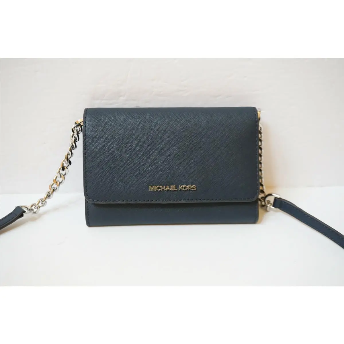 Jet Set Travel Phone Shoulder Crossbody Bag Clutch Navy/Silver Toned Hardware by Michael Kors