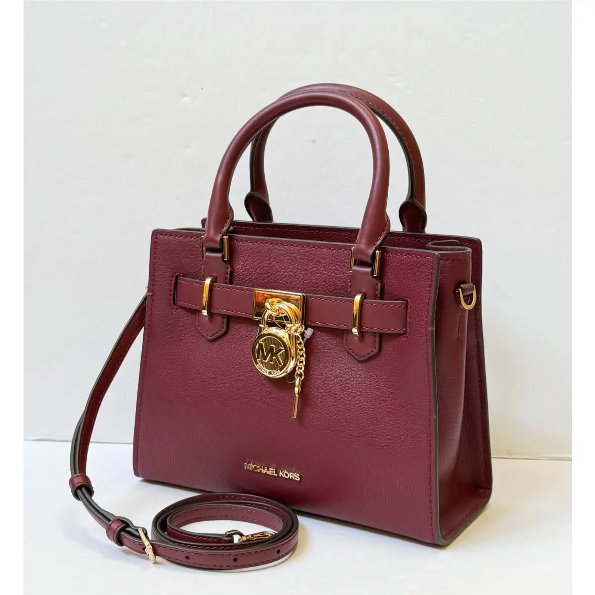 Hamilton Small Top Zip Satchel Shoulder Crossbody Bag DARK CHERRY by Michael Kors