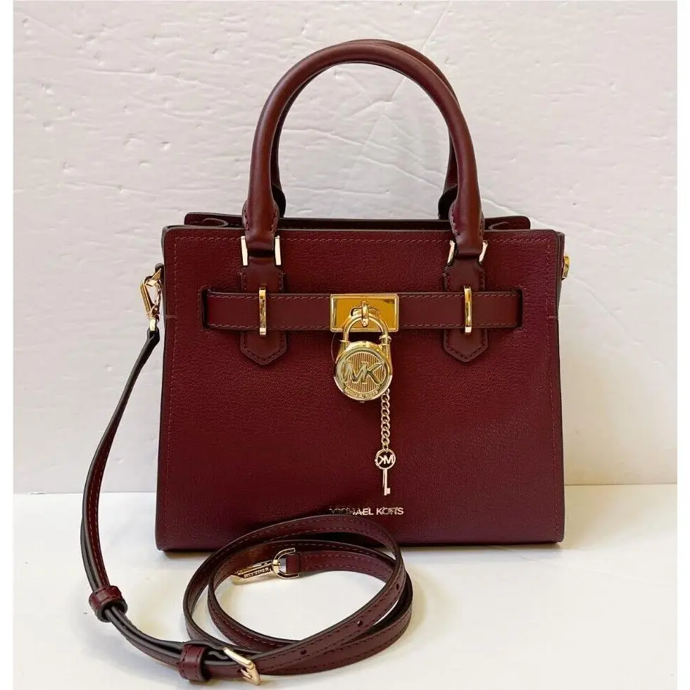Hamilton Small Top Zip Satchel Shoulder Crossbody Bag MERLOT by Michael Kors