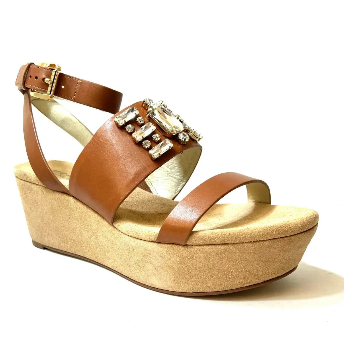 Woman`s Luna Open Toe Leather Sandals Luggage by Michael Kors