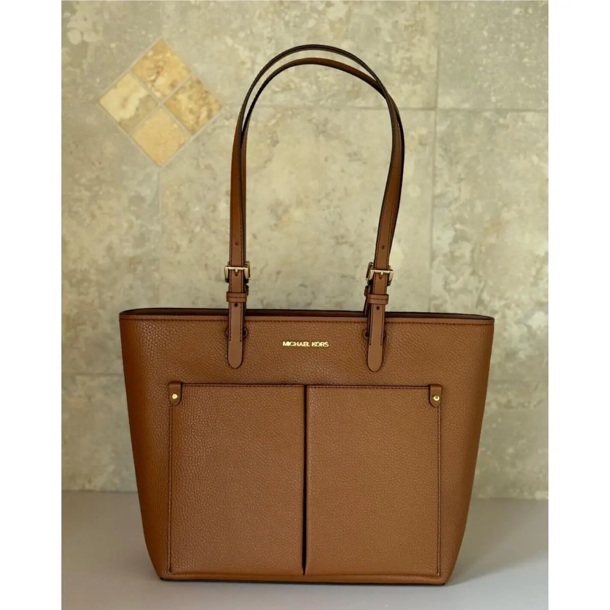 Jet Set Travel Medium Front Double Pocket Tote Shoulder Bag BROWN by Michael Kors