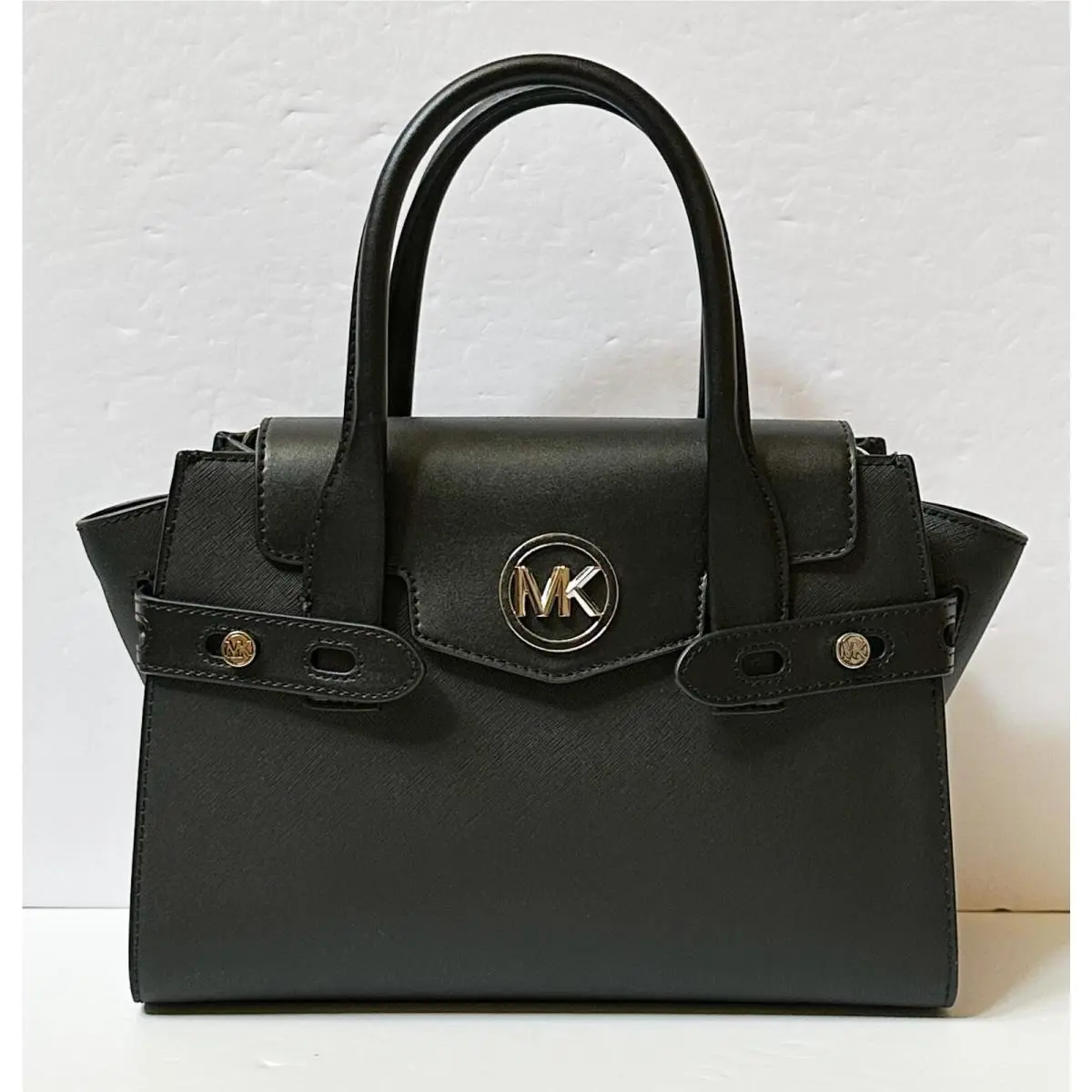 Carmen Medium Flap Satchel Shoulder Crossbody Bag BLACK/SILVER by Michael Kors