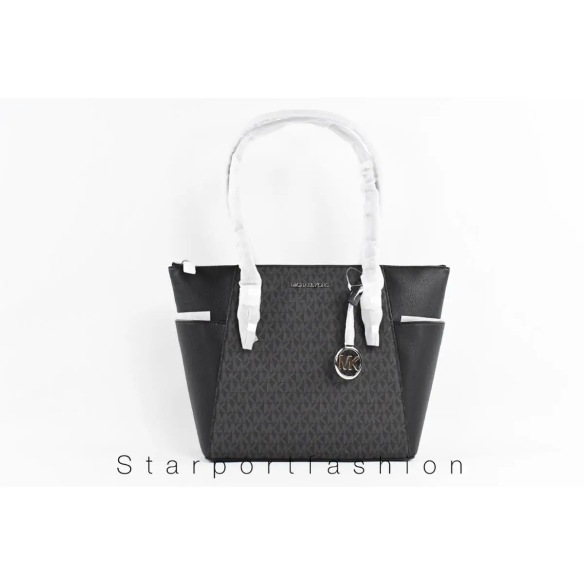 Michael Kors Charlotte Signature Leather Top Zip Tote Handbag Shoulder Bag