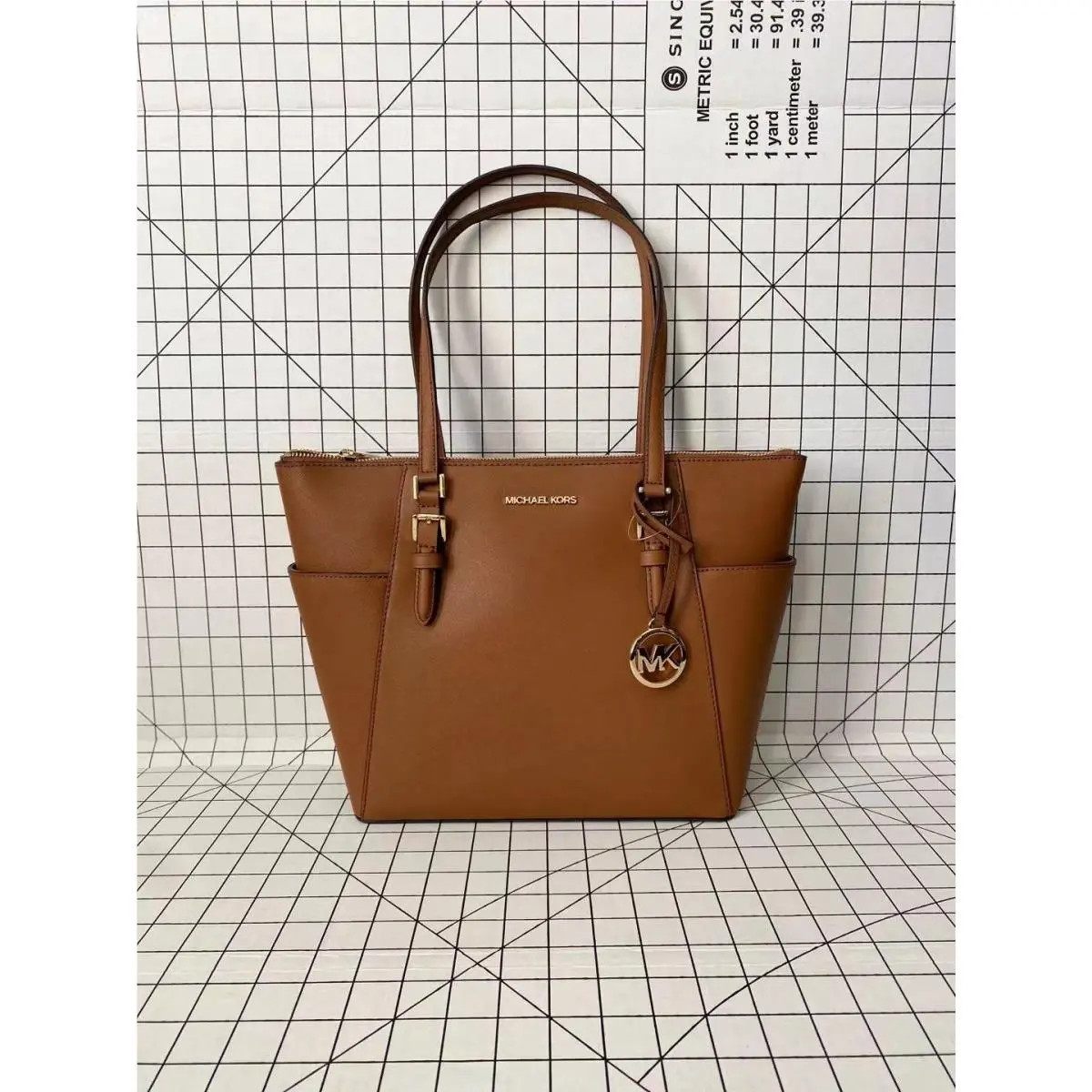 Charlotte Signature Leather Top Zip Tote Handbag Shoulder Bag luggage by Michael Kors