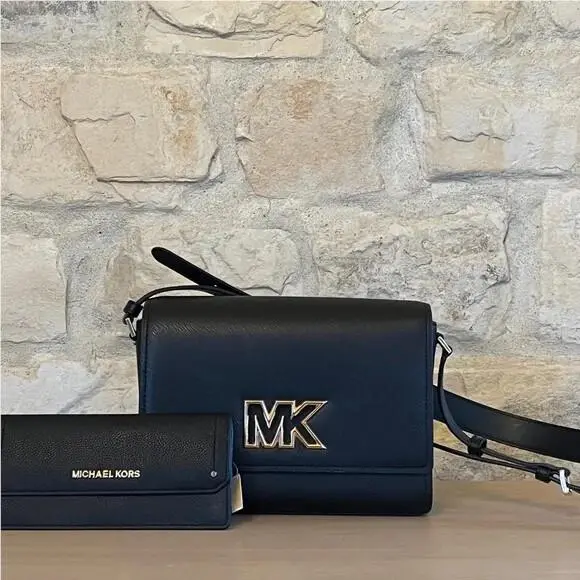 Michael Kors Mimi Medium Flap Leather Shoulder Handbag/wallet Option Black
