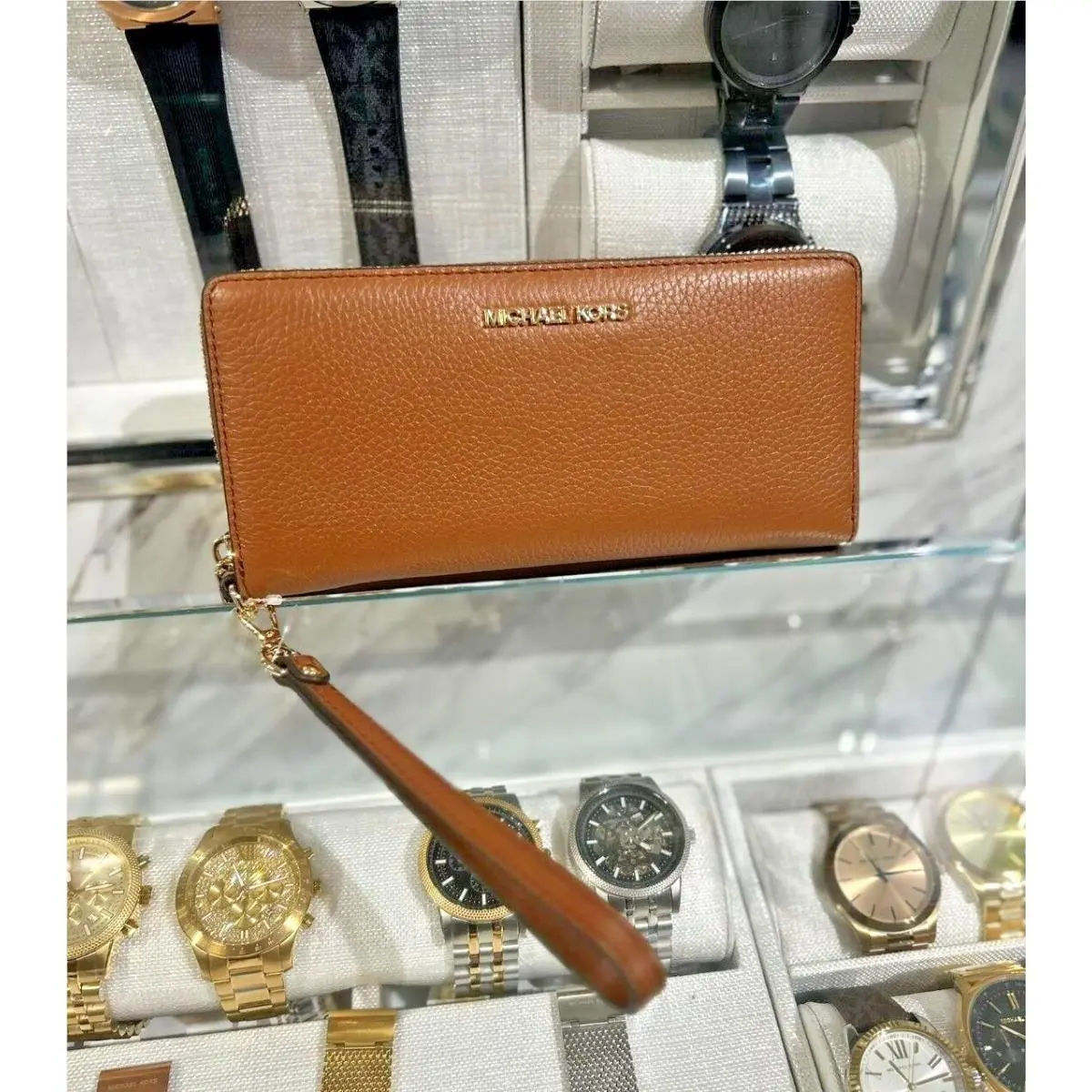 Travel Large Continental Leather Long Zip Around Wallet Wristlet MK LUGGAGE by Michael Kors