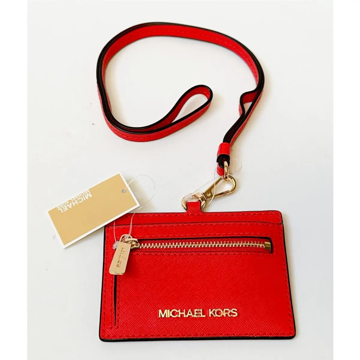 Jet Set Travel East West ID Card Case Wallet Lanyard Leather DARK SANGRIA by Michael Kors