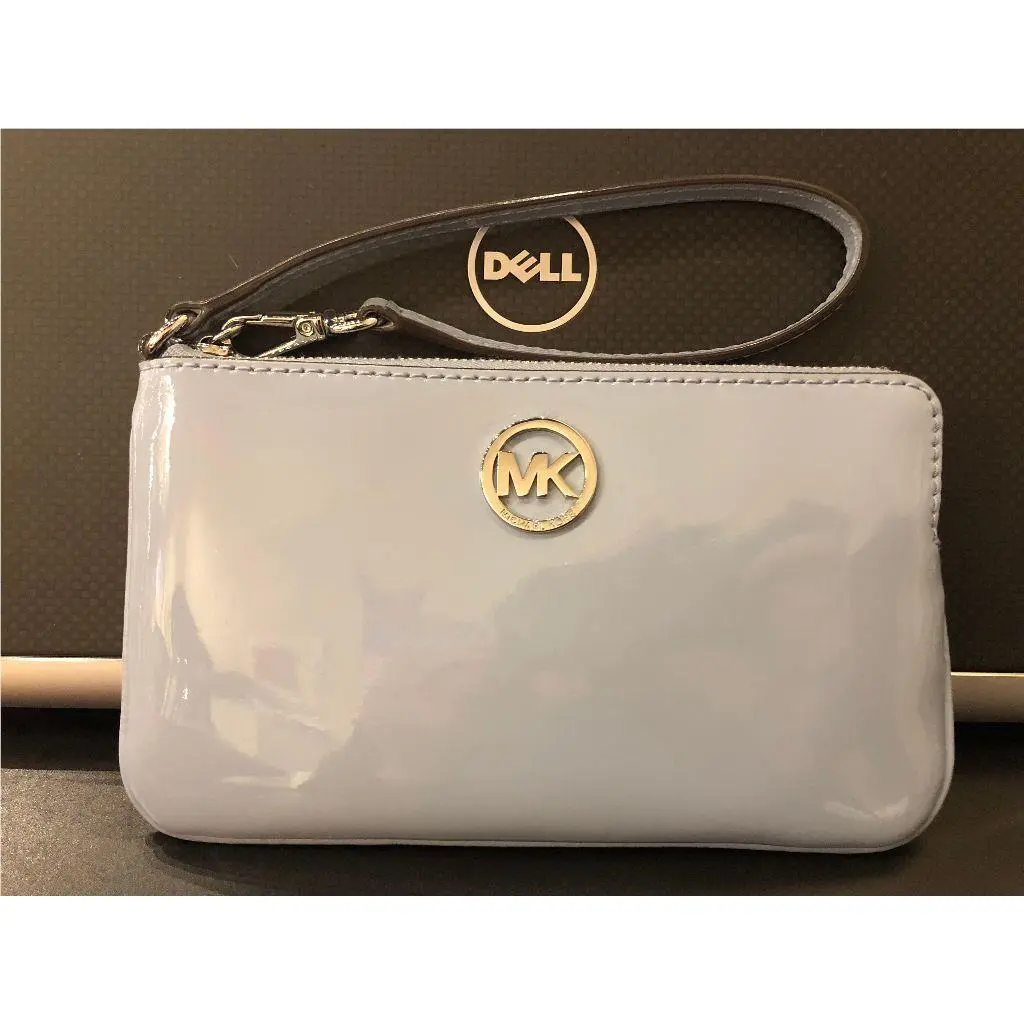 Michael Kors Fulton Large Top Zip Wristlet Patent Leather Clutch Handbag Bnwts